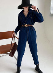 Handmade Blue Peter Pan Collar denim Jumpsuit Spring YY-JPTS211215