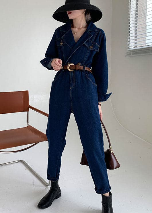 Handmade Blue Peter Pan Collar denim Jumpsuit Spring YY-JPTS211215