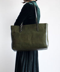 Handmade Brown Solid Color Calf Leather Shopping Bag Satchel Handbag ZP-BGS220816