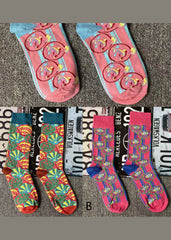 Handmade Colorful shells Print Cotton Crew Socks dylinoshop