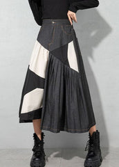 Handmade Light Blue Asymmetrical Patchwork denim Skirts Spring AT-SKTS220111