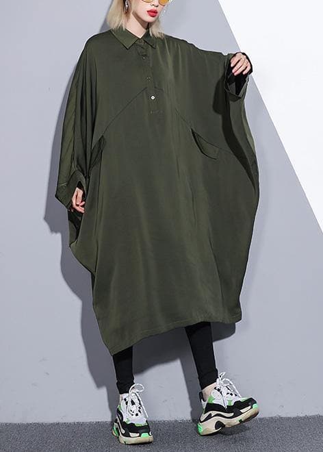 Handmade arm green cotton clothes batwing sleeve A Line summer Dress AT-SDL190411