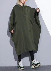 Handmade arm green cotton clothes batwing sleeve A Line summer Dress AT-SDL190411