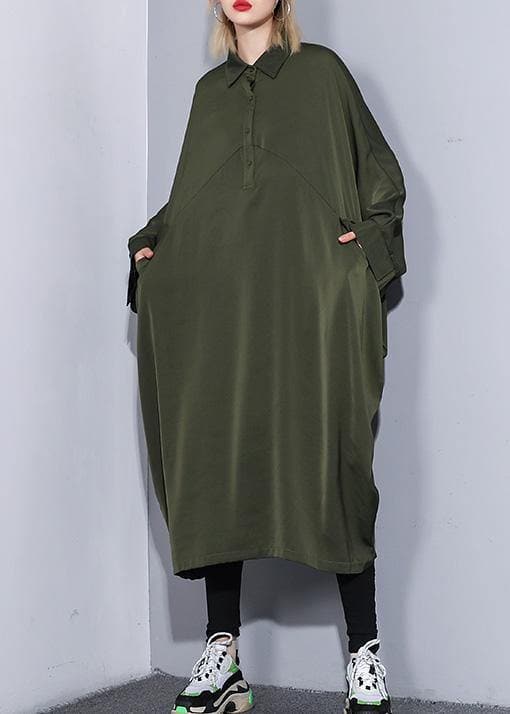 Handmade arm green cotton clothes batwing sleeve A Line summer Dress AT-SDL190411