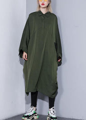 Handmade arm green cotton clothes batwing sleeve A Line summer Dress AT-SDL190411