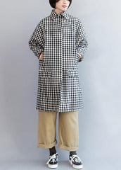 Handmade black white plaid Fashion outfit Tutorials thick winter women coats DJK191125
