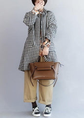Handmade black white plaid Fashion outfit Tutorials thick winter women coats DJK191125