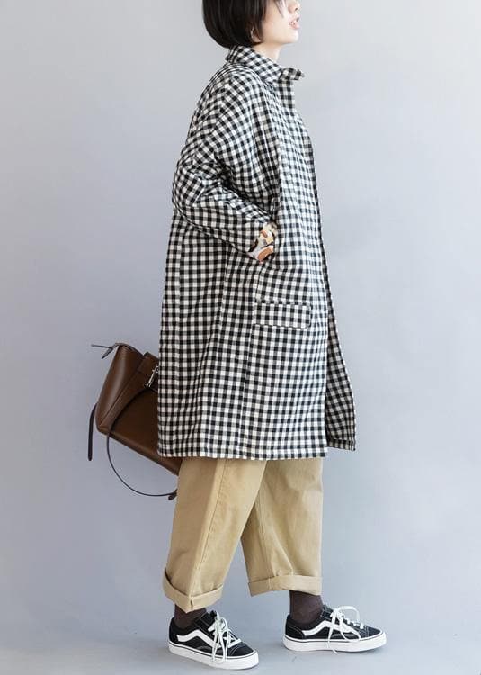 Handmade black white plaid Fashion outfit Tutorials thick winter women coats DJK191125