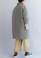 Handmade black white plaid Fashion outfit Tutorials thick winter women coats DJK191125