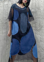 Handmade blue clothes patchwork tulle A Line Dress AT-SDL200909