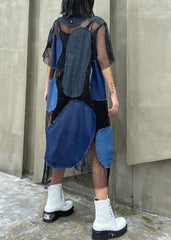 Handmade blue clothes patchwork tulle A Line Dress AT-SDL200909