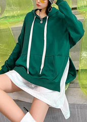 Handmade hooded patchwork quilting clothes Outfits green Dress AT-LTP200909