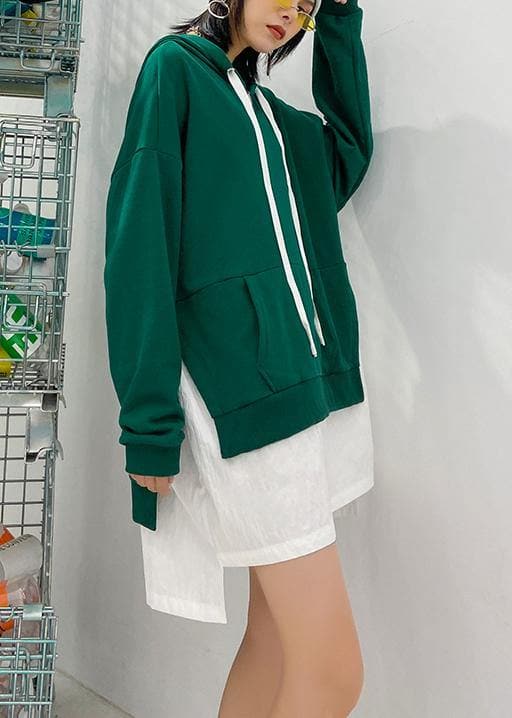 Handmade hooded patchwork quilting clothes Outfits green Dress AT-LTP200909