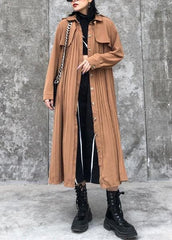 Handmade lapel Cinched cotton quilting clothes Wardrobes kahki long Dresses AT-FDL191231