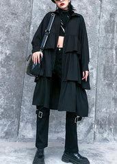 Italian black Cotton quilting clothes spring shift layered ruffles Dresses AT-FDM200120