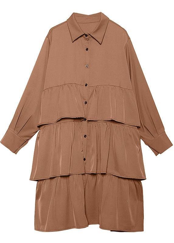 Italian black Cotton quilting clothes spring shift layered ruffles Dresses AT-FDM200120