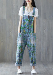 Italian cotton trousers Vintage Summer Fashion Bleached Cotton Overalls dylinoshop