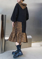Italian hooded pockets clothes For Women Neckline Leopard Dresses AT-FDL201022