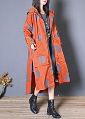 Italian hooded zippered Fine clothes red dotted Dresses coats fall TCT190925