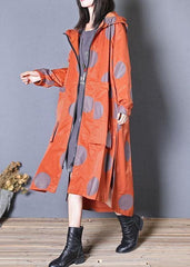 Italian hooded zippered Fine clothes red dotted Dresses coats fall TCT190925