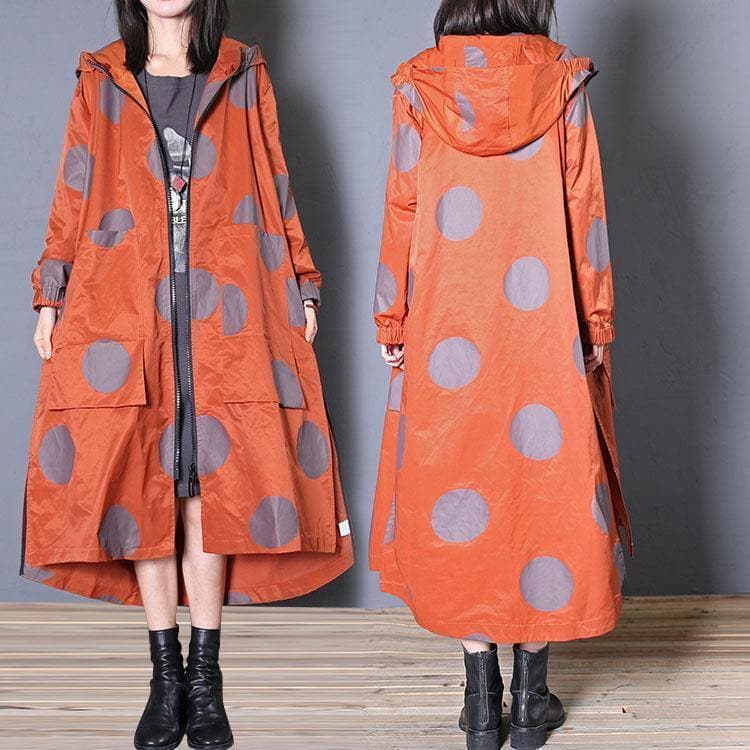 Italian hooded zippered Fine clothes red dotted Dresses coats fall TCT190925
