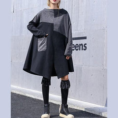 Italian patchwork Cotton quilting clothes Plus Size pattern black Knee Dress AT-FDM190115