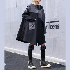 Italian patchwork Cotton quilting clothes Plus Size pattern black Knee Dress AT-FDM190115