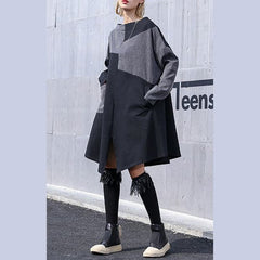 Italian patchwork Cotton quilting clothes Plus Size pattern black Knee Dress AT-FDM190115