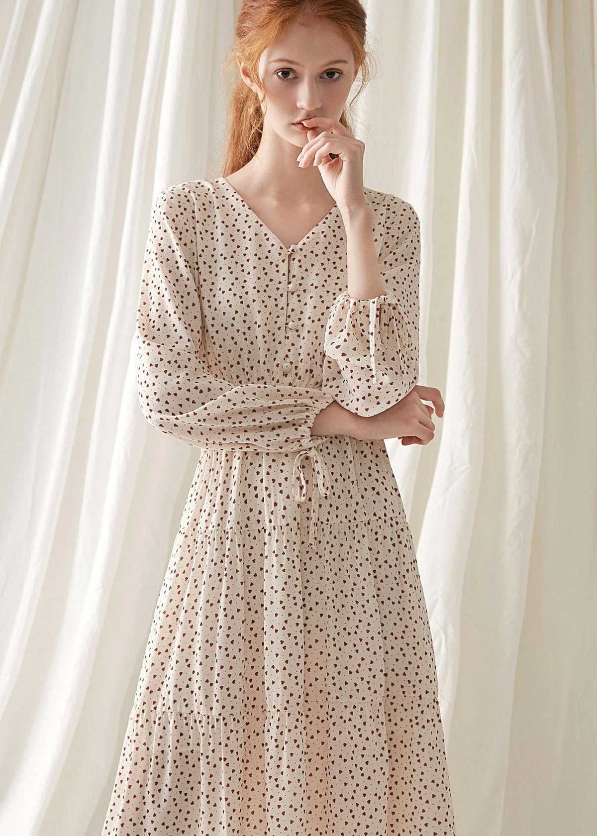Italian prints blended clothes For Women v neck fall Dress FDL190830