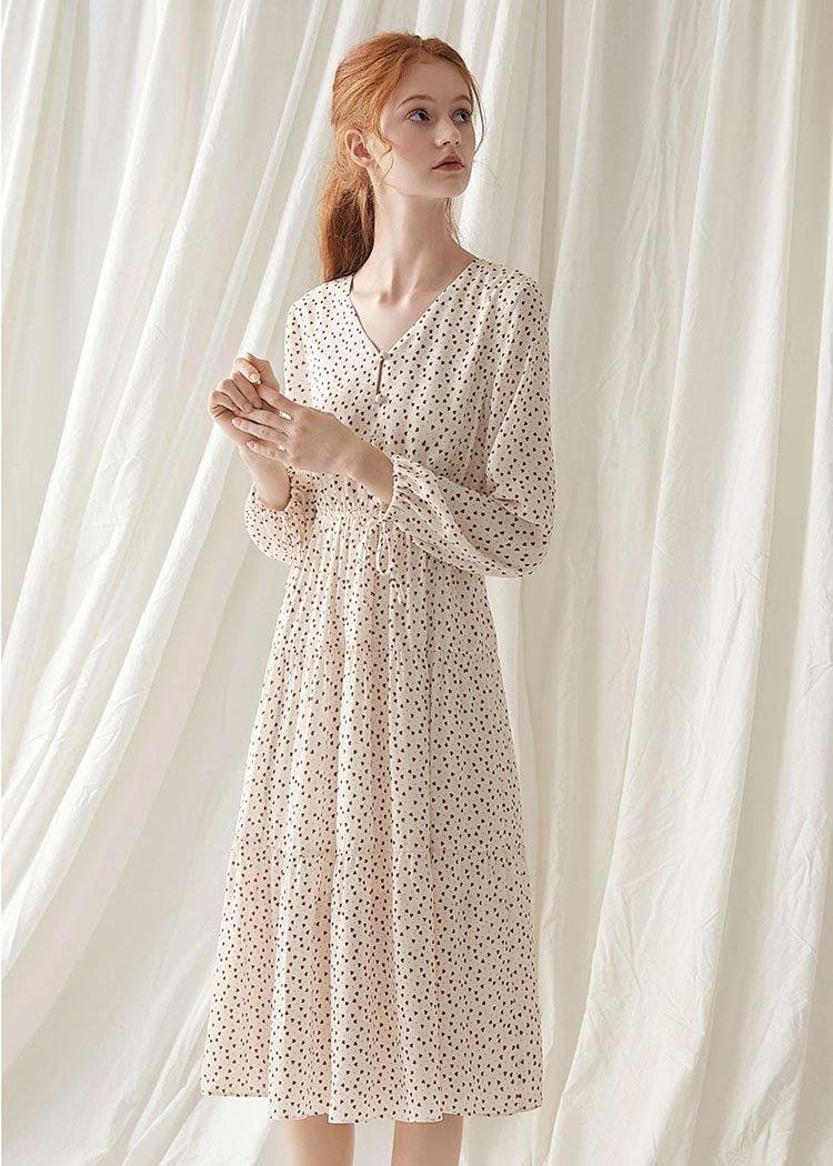 Italian prints blended clothes For Women v neck fall Dress FDL190830