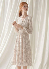 Italian prints blended clothes For Women v neck fall Dress FDL190830