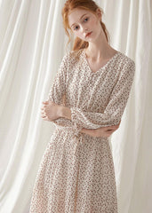 Italian prints blended clothes For Women v neck fall Dress FDL190830