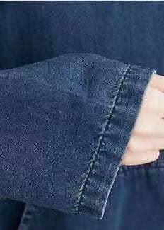 Italian Hooded Pockets Spring Clothes Women Denim Blue Traveling Dresses FDL210124