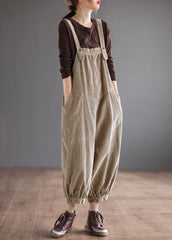 Khaki Corduroy Loose Overalls Jumpsuit Oversized Pockets Fall dylinoshop