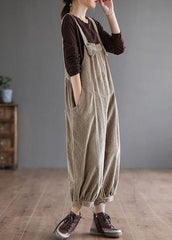 Khaki Corduroy Loose Overalls Jumpsuit Oversized Pockets Fall dylinoshop