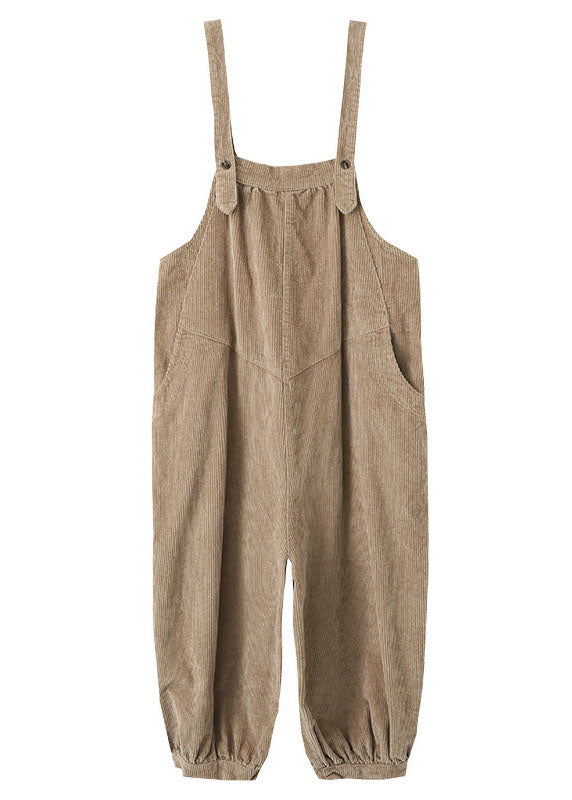 Khaki Corduroy Loose Overalls Jumpsuit Oversized Pockets Fall dylinoshop