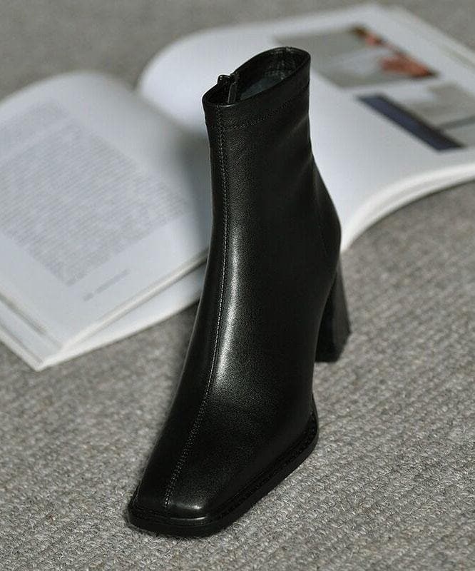 Khaki zippered Faux Leather Boots High Heels XZ-XZ210804