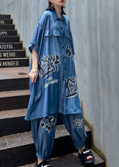 Lightweight and cool summer blue suit women fashion  short sleeve + pants two-pieces AT-SDL200723