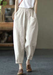 Linen Color Patchwork Linen Harem Pants Elastic Waist Summer GK-CPTS220804