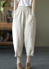 Linen Color Patchwork Linen Harem Pants Elastic Waist Summer GK-CPTS220804