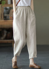 Linen Color Patchwork Linen Harem Pants Elastic Waist Summer GK-CPTS220804