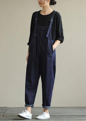 Literary loose denim plus size suspenders adjustable casual cropped trousers JPTS200822