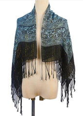 Literary new green retro gold silk scarf winter woven fringed thin windproof warm silk scarf AM-SCF191107