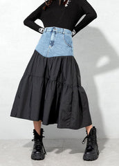 Loose Black denim Patchwork Casual Skirt Spring AT-SKTS220111