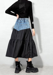 Loose Black denim Patchwork Casual Skirt Spring AT-SKTS220111