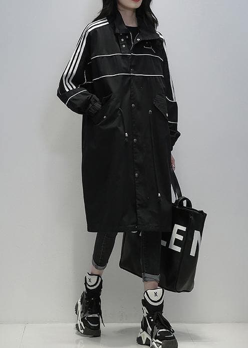 Loose black Fine clothes Outfits stand collar zippered  women coats TCT201207