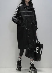 Loose black Fine clothes Outfits stand collar zippered  women coats TCT201207