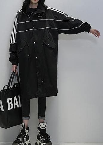 Loose black Fine clothes Outfits stand collar zippered  women coats TCT201207