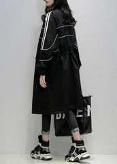 Loose black Fine clothes Outfits stand collar zippered  women coats TCT201207