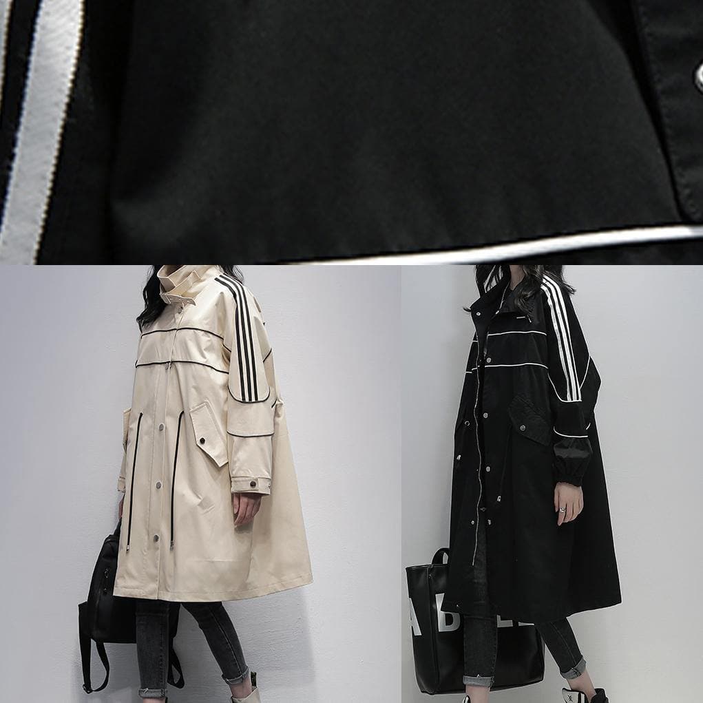 Loose black Fine clothes Outfits stand collar zippered  women coats TCT201207
